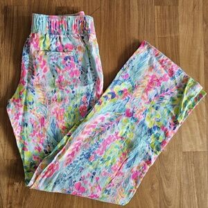Lilly Pulitzer Linen Pants Florita Multicolor Catch The Wave Size XS NWOT